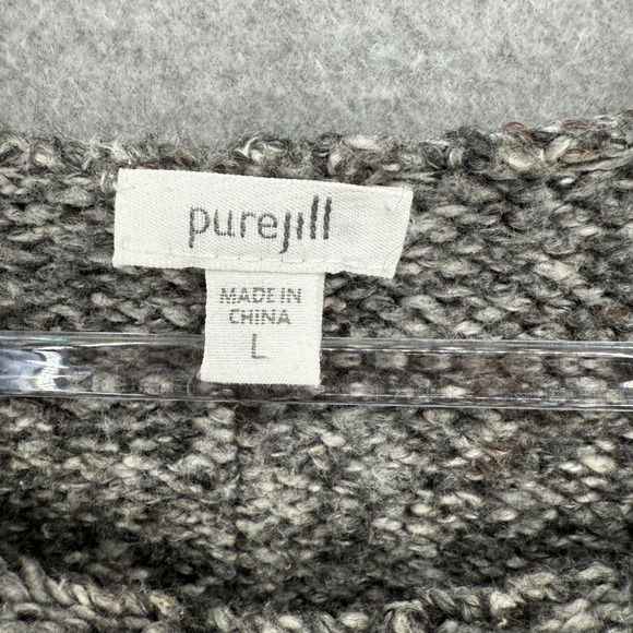 J. Jill Pure‎ Jill Tunic Sweater Raglan Sleeve Gray Speckled Large Cotton Blend - Picture 3 of 9